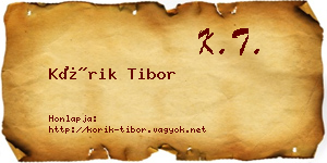 Kórik Tibor névjegykártya