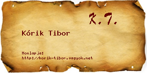 Kórik Tibor névjegykártya